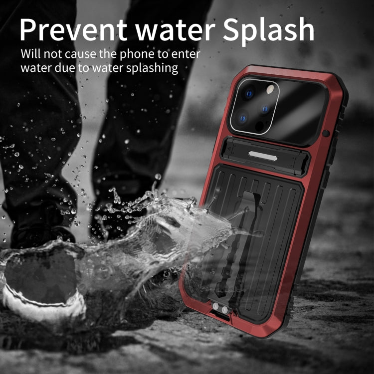For iPhone 12 Pro Max Armor Shockproof Splash-proof Dust-proof Phone Case with Holder(Red) - iPhone 12 Pro Max Cases by buy2fix | Online Shopping UK | buy2fix