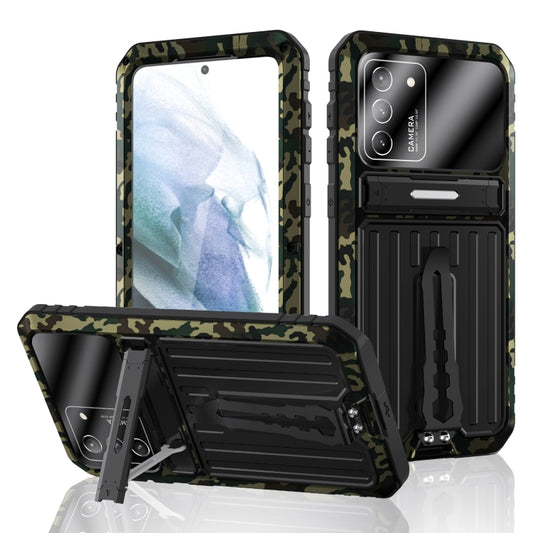 For Samsung Galaxy S21 FE Armor Shockproof Splash-proof Dust-proof Phone Case with Holder(Camouflage) - Galaxy Phone Cases by buy2fix | Online Shopping UK | buy2fix