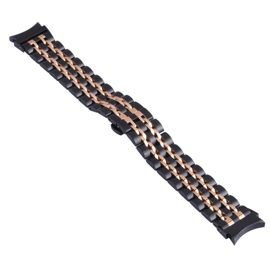For Samsung Galaxy Watch4 40mm/44mm Seven-bead Stainless Steel Watch Band(Black Rose Gold) by buy2fix