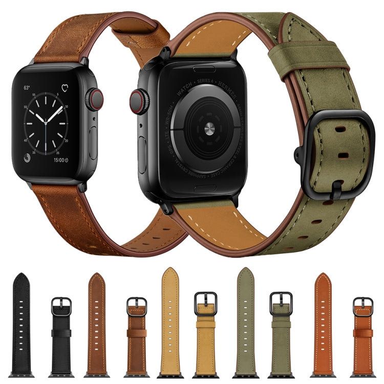 Leather Watch Band For Apple Watch Series 9&8&7 41mm / SE 3&SE 2&6&SE&5&4 40mm / 3&2&1 38mm(Brown) by buy2fix