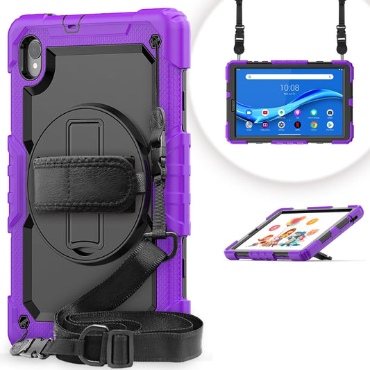 For Lenovo Tab M10 HD TB-X306X Shockproof Colorful Silicone + PC Protective Tablet Case with Holder & Shoulder Strap & Hand Strap(Purple) - Lenovo by buy2fix | Online Shopping UK | buy2fix