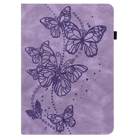For iPad Pro 11 2022 / 2021 / Air 2020 10.9 Embossed Butterfly Leather Tablet Case(Purple) - iPad Pro 11 (2022/2021) Cases by buy2fix | Online Shopping UK | buy2fix