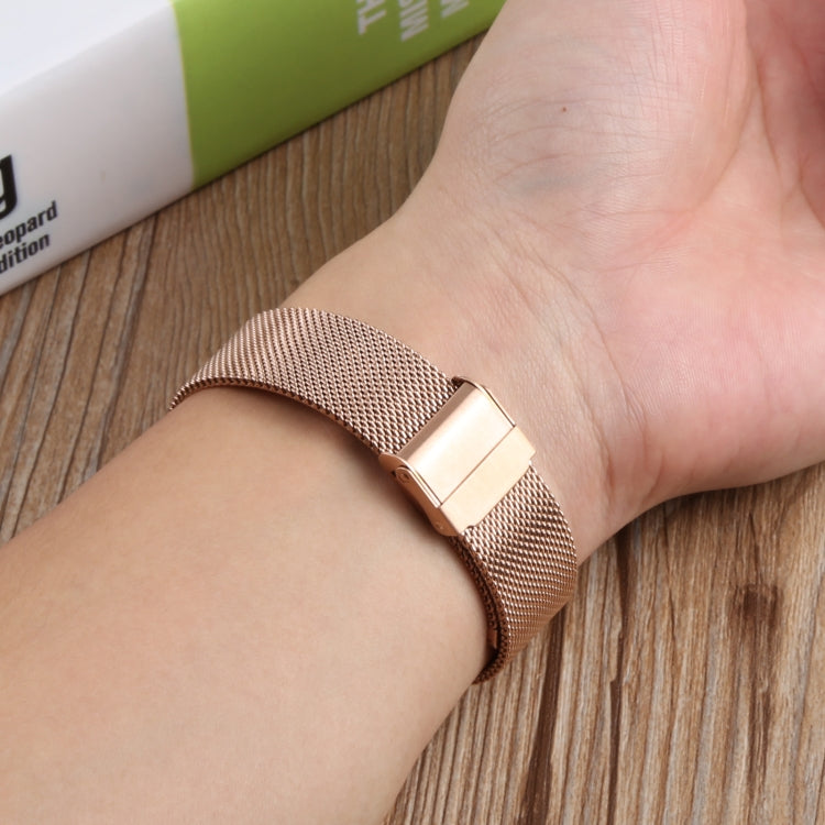 For Fitbit Charge 4 Double Insurance Buckle Milanese Watch Band(Rose Gold) by buy2fix