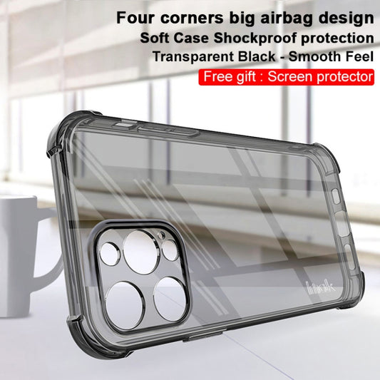 For iPhone 13 Pro IMAK All-inclusive Shockproof Airbag TPU Phone Case with Screen Protector (Transparent Black) by imak