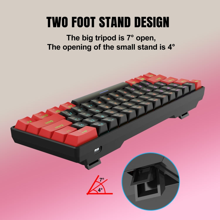 HXSJ V900 61 Keys Cool Lighting Effect Mechanical Wired Keyboard (Black Red) by HXSJ