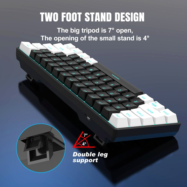 HXSJ V900 61 Keys Cool Lighting Effect Mechanical Wired Keyboard (Black White) by HXSJ