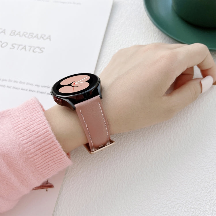 For Samsung Galaxy Watch4 40mm / 44mm Sewing Leather Strap Watch Band(White) by buy2fix