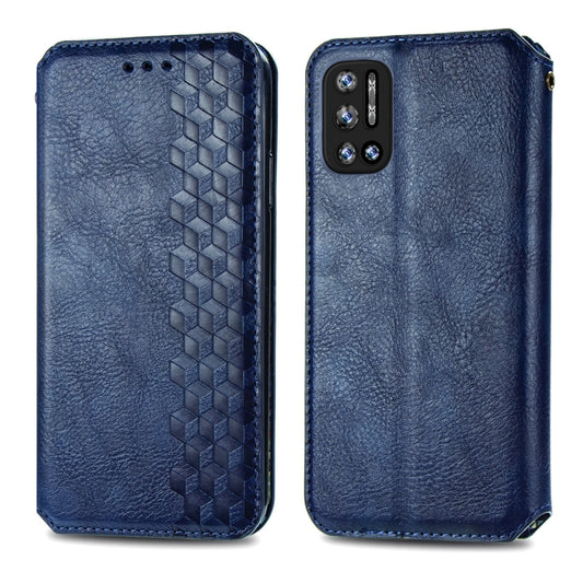 For Doogee N40 Pro Cubic Grid Pressed Horizontal Flip Magnetic Leather Case with Holder & Card Slots & Wallet(Blue) by buy2fix