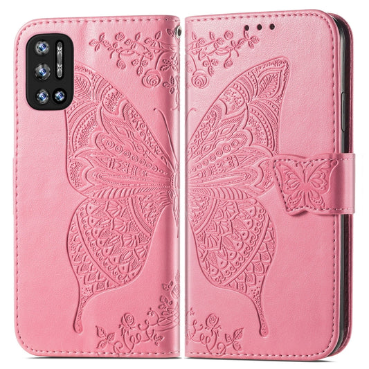 For DOOGEE N40 Pro Butterfly Love Flowers Embossed Horizontal Flip Leather Case with Holder & Card Slots & Wallet & Lanyard(Pink) by buy2fix
