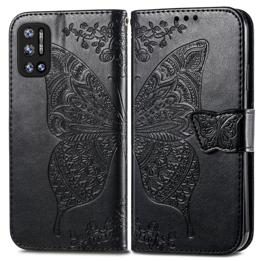 For DOOGEE N40 Pro Butterfly Love Flowers Embossed Horizontal Flip Leather Case with Holder & Card Slots & Wallet & Lanyard(Black) by buy2fix