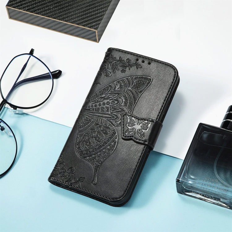 For DOOGEE N40 Pro Butterfly Love Flowers Embossed Horizontal Flip Leather Case with Holder & Card Slots & Wallet & Lanyard(Black) by buy2fix
