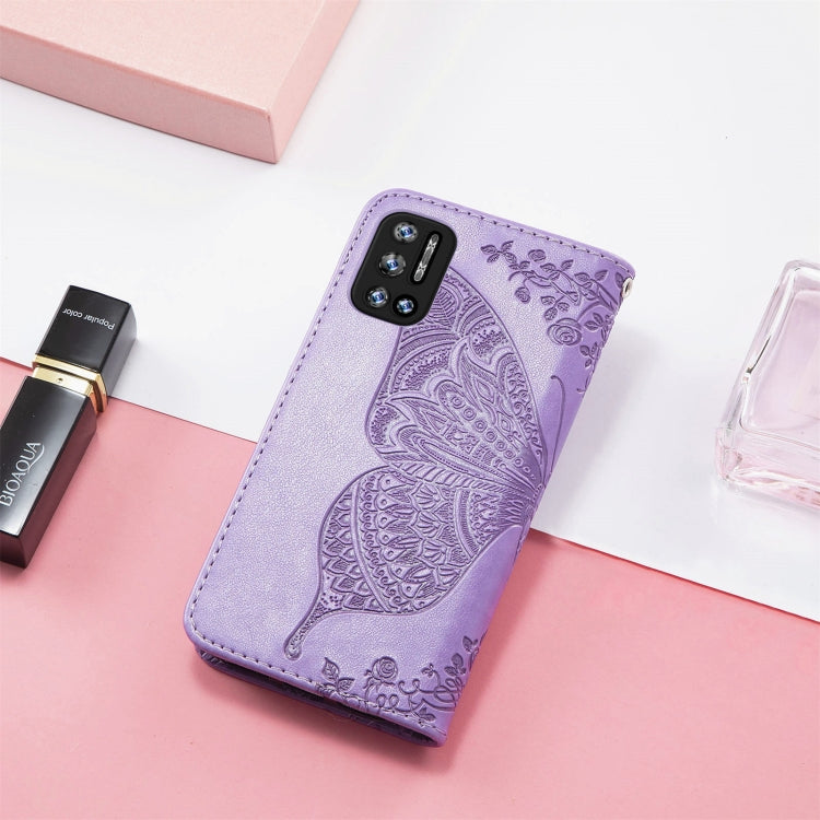 For DOOGEE N40 Pro Butterfly Love Flowers Embossed Horizontal Flip Leather Case with Holder & Card Slots & Wallet & Lanyard(Light Purple) by buy2fix