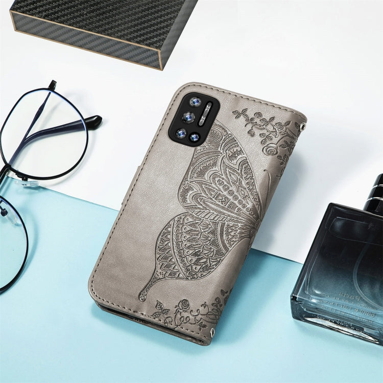 For DOOGEE N40 Pro Butterfly Love Flowers Embossed Horizontal Flip Leather Case with Holder & Card Slots & Wallet & Lanyard(Grey) by buy2fix