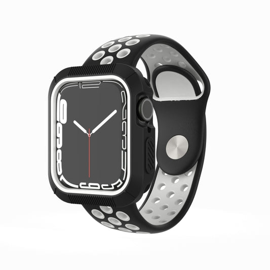 Shockproof PC Protective Case For Apple Watch Series 9 / 8 / 7 41mm(Black + White) by buy2fix