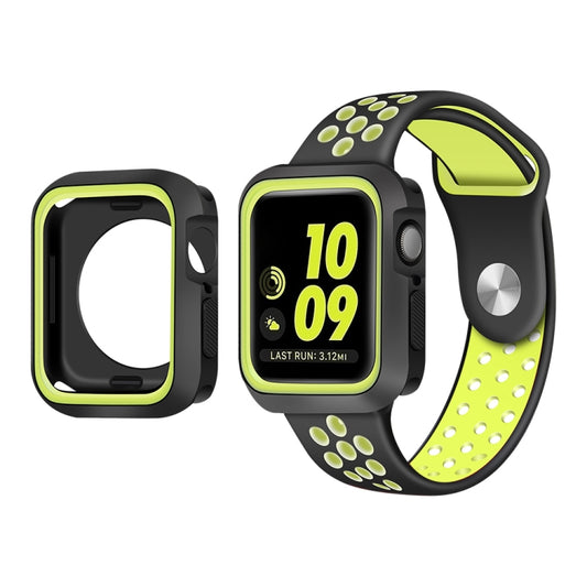 Two-color Shockproof Protective Case For Apple Watch Series 9 / 8 / 7 45mm(Black Green) by buy2fix