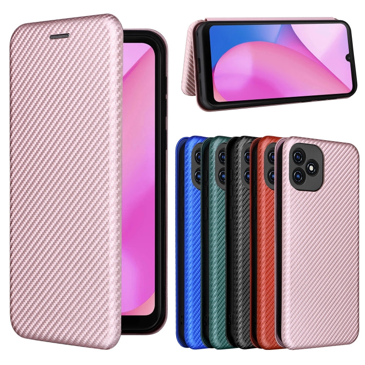 For Blackview Oscal C20 Carbon Fiber Texture Horizontal Flip Leather Phone Case with Card Slot(Pink) by buy2fix
