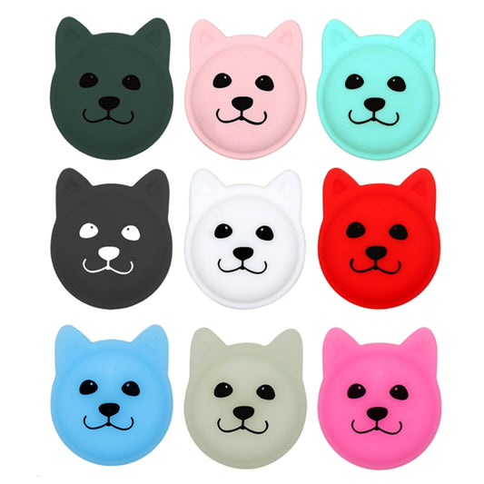 Serious Face Cute Cartoon Pet Collar Anti-lost Tracker Silicone Case For AirTag(Black) by Mutural