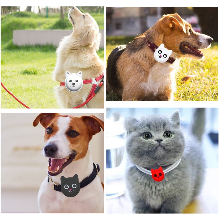 Serious Face Cute Cartoon Pet Collar Anti-lost Tracker Silicone Case For AirTag(Fluorescent Green) by Mutural
