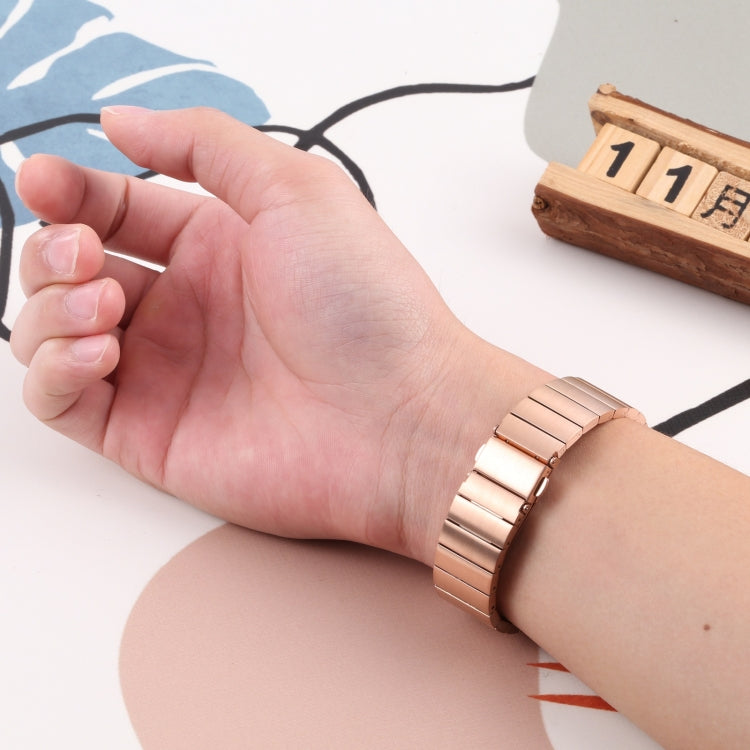 For Fitbit Charge 5 One-bead Steel Strap Watch Band(Rose Gold) by buy2fix