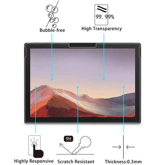 1 PCS For Microsoft Surface Pro 7 9H 0.3mm Explosion-proof Tempered Glass Film by buy2fix