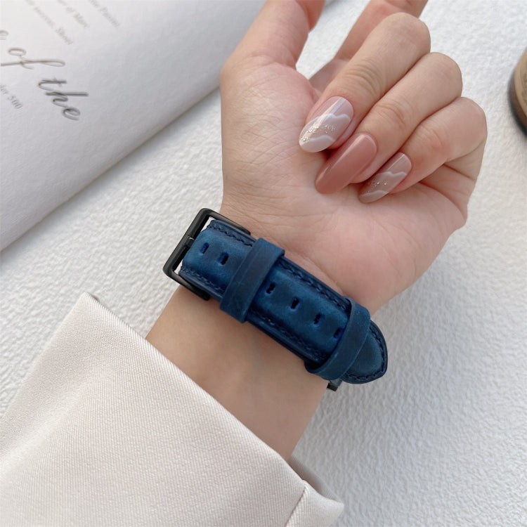 22mm Crazy Horse Texture Frosted Leather Strap Watch Band(Khaki) by buy2fix