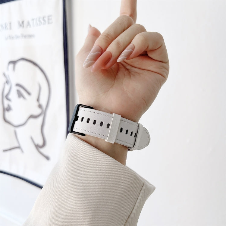 For Samsung Galaxy Watch4 40mm / 44mm Double-sided Leather Strap Watch Band(White) by buy2fix