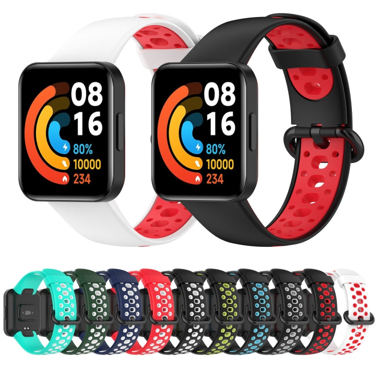 For Xiaomi Redmi Watch 2 Two-color Silicone Strap Watch Band(Blue White) by buy2fix