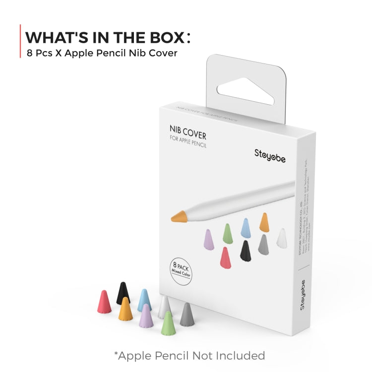 8 PCS / Set Stoyobe Universal Silicone Nib Cap For Apple Pencil 1 / 2(Mixed Colors) by buy2fix