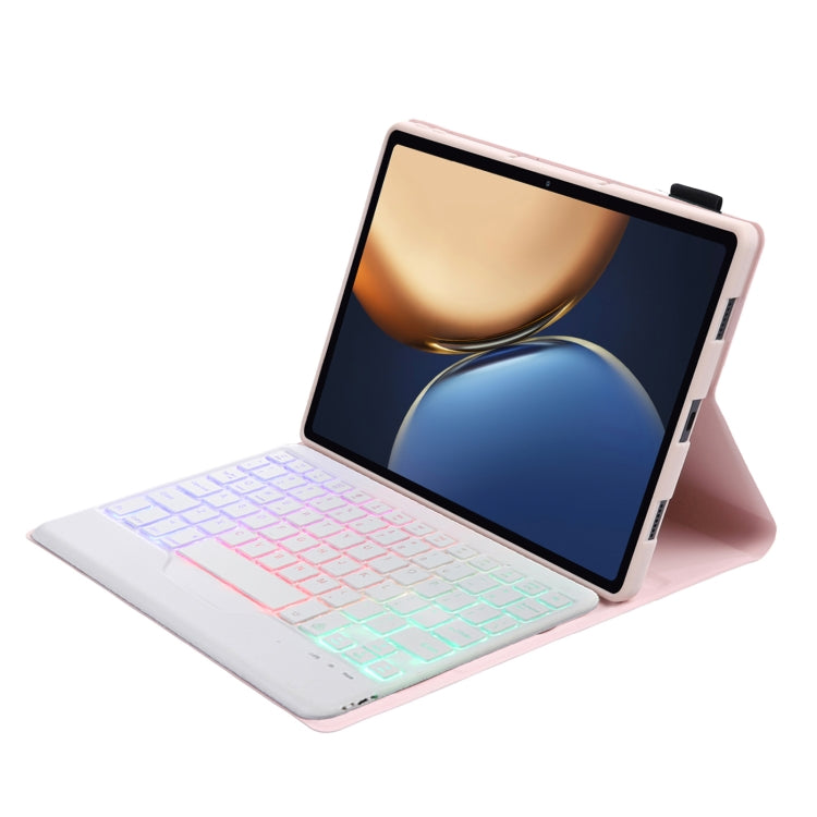 AHV7-BS Lambskin Texture Tri-color Backlight Bluetooth Keyboard Leather Tablet Case For Honor Pad V8 / Tablet V7 Pro(Pink) by buy2fix