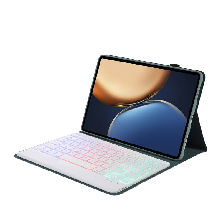 AHV7-BS Lambskin Texture Tri-color Backlight Bluetooth Keyboard Leather Tablet Case For Honor Pad V8 / Tablet V7 Pro(Dark Green) by buy2fix