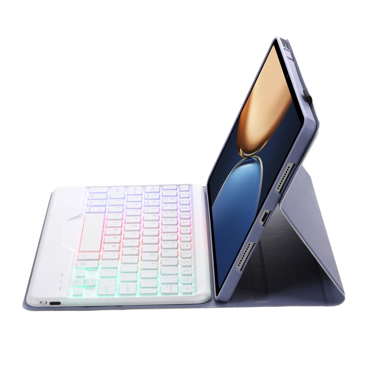 AHV7-BS Lambskin Texture Tri-color Backlight Bluetooth Keyboard Leather Tablet Case For Honor Pad V8 / Tablet V7 Pro(Purple) by buy2fix