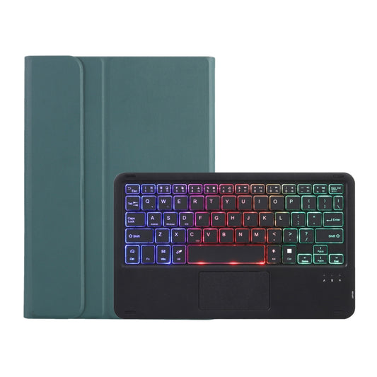 AHV7-AS Lambskin Texture Tri-color Backlight Bluetooth Keyboard Leather Tablet Case with Touchpad For Honor Pad V8 / Tablet V7 Pro(Dark Green) by buy2fix