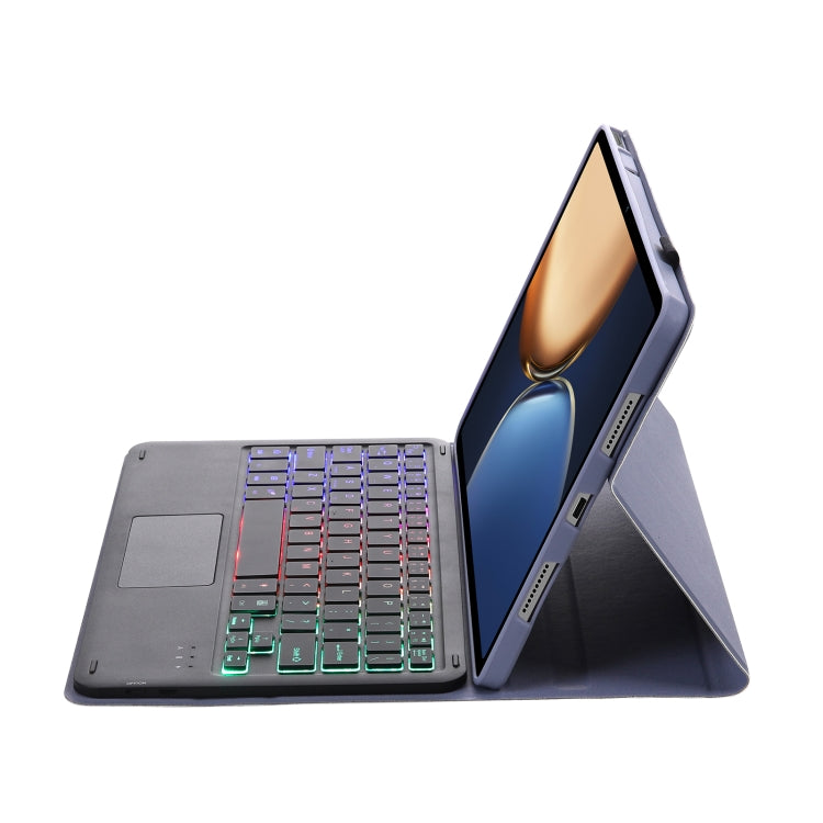AHV7-AS Lambskin Texture Tri-color Backlight Bluetooth Keyboard Leather Tablet Case with Touchpad For Honor Pad V8 / Tablet V7 Pro(Purple) by buy2fix