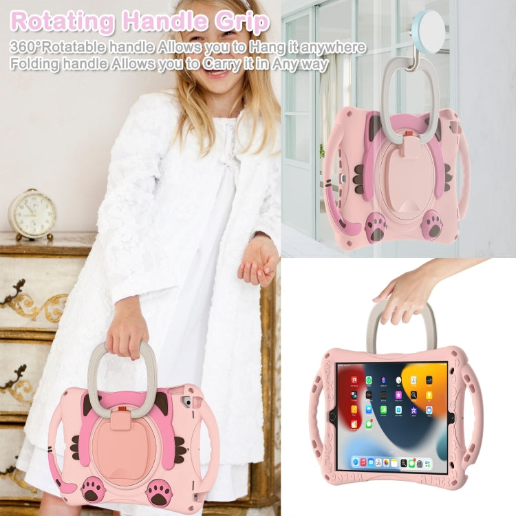 Cute Cat King Kids Shockproof Silicone Tablet Case with Holder & Shoulder Strap & Handle For iPad 10.2 2019 / 2020 / 2021 / Pro 10.5(Pink) - iPad 10.2 Cases by buy2fix | Online Shopping UK | buy2fix