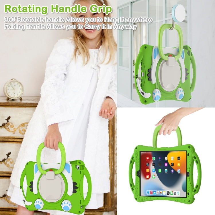 Cute Cat King Kids Shockproof Silicone Tablet Case with Holder & Shoulder Strap & Handle For iPad 10.2 2019 / 2020 / 2021 / Pro 10.5(Green) - iPad 10.2 Cases by buy2fix | Online Shopping UK | buy2fix