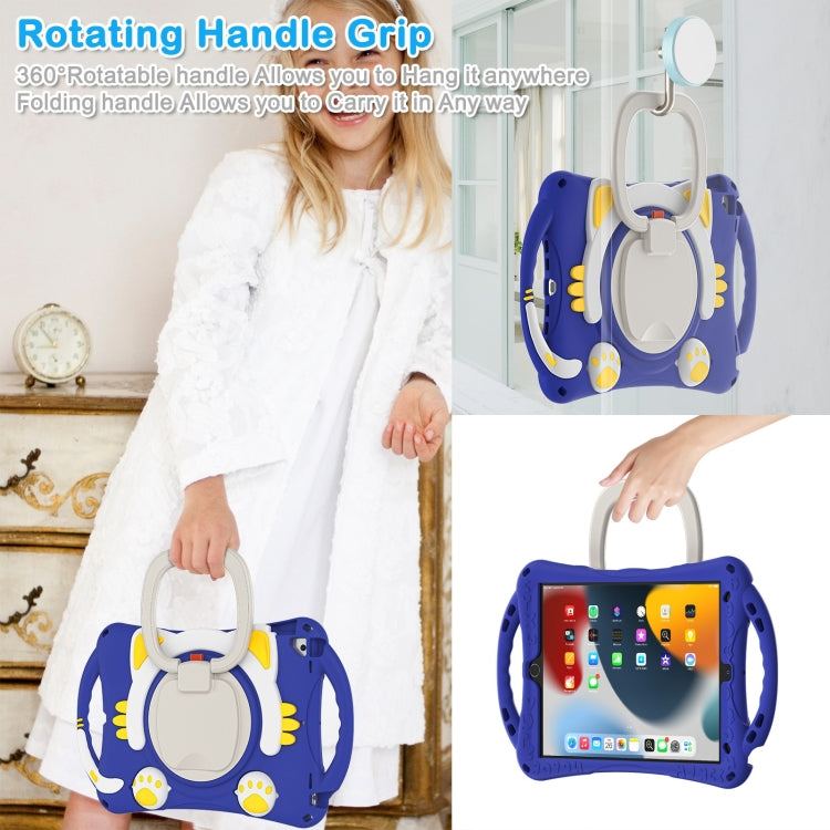 Cute Cat King Kids Shockproof Silicone Tablet Case with Holder & Shoulder Strap & Handle For iPad 10.2 2019 / 2020 / 2021 / Pro 10.5(Dark Blue) - iPad 10.2 Cases by buy2fix | Online Shopping UK | buy2fix