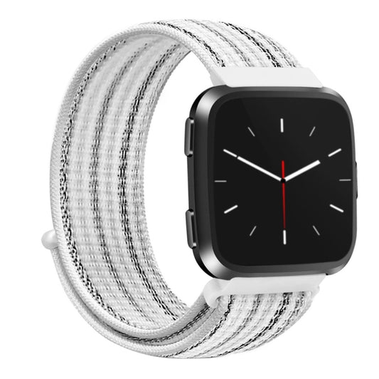 For Fitbit Versa 1 / 2 Universal Nylon Strap Watch Band(White Pinstripe) by buy2fix