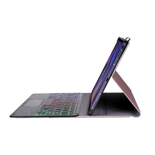 A08-AS Ultra-thin Backlight Bluetooth Keyboard Leather Case with Touchpad For Samsung Galaxy Tab A8 2021 SM-X205 / SM-X200(Rose Gold) by buy2fix
