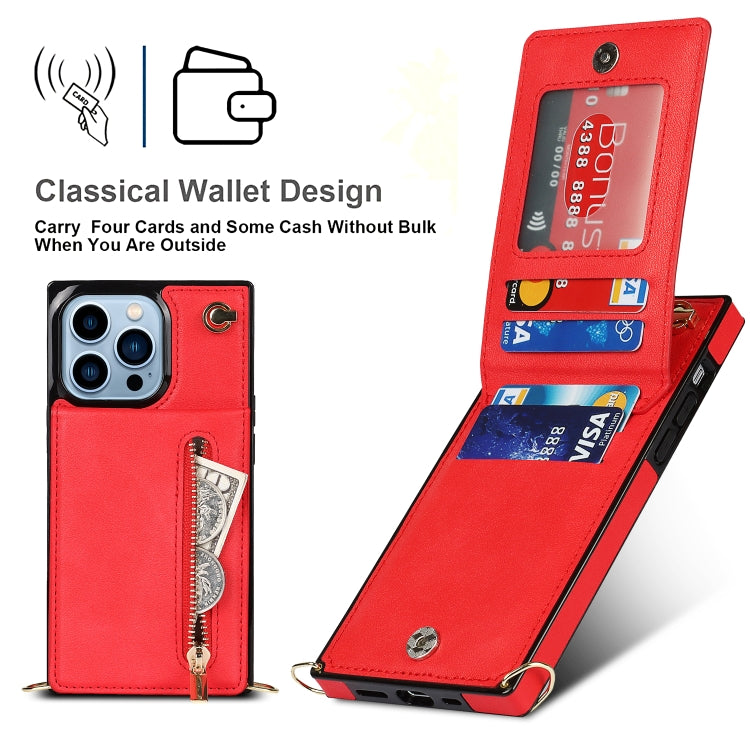 For iPhone 13 Pro Max Cross-body Zipper Square Phone Case with Holder (Red) - iPhone 13 Pro Max Cases by buy2fix | Online Shopping UK | buy2fix