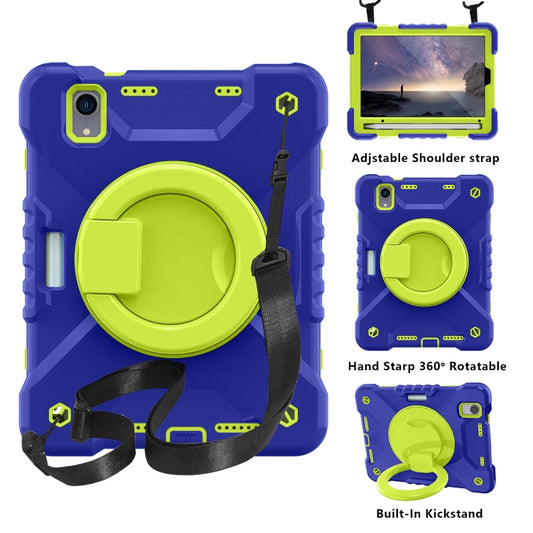 For iPad mini 2024 / mini 6 Silicone + PC Tablet Case with Strap & Holder & Pen Slot(Navy Blue + Green) - iPad mini 6 Cases by buy2fix | Online Shopping UK | buy2fix