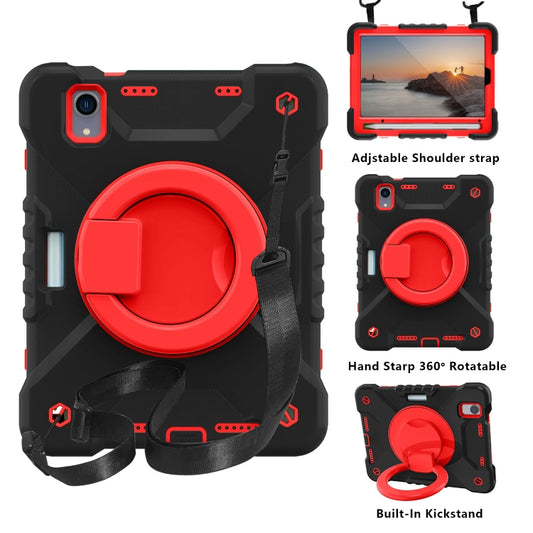 For iPad mini 2024 / mini 6 Silicone + PC Tablet Case with Strap & Holder & Pen Slot(Black + Red) - iPad mini 6 Cases by buy2fix | Online Shopping UK | buy2fix