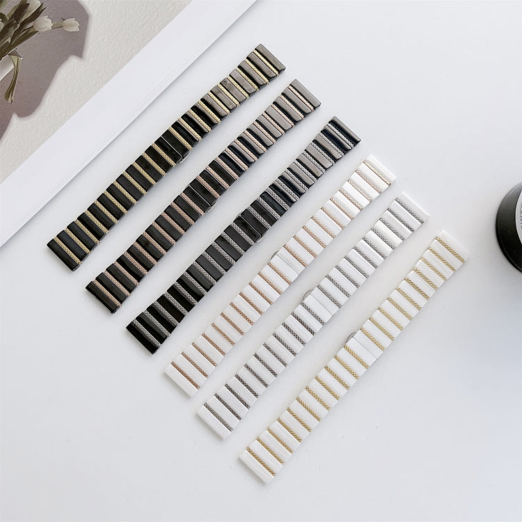 22mm Ceramic One-bead Steel Watch Band(Black Rose Gold) by buy2fix