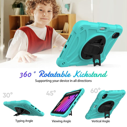 For iPad mini 6 / mini 2024 PC Hybrid Silicone Tablet Case with Holder & Hand Strap & Shoulder Strap(Mint Green) - iPad mini 6 Cases by buy2fix | Online Shopping UK | buy2fix