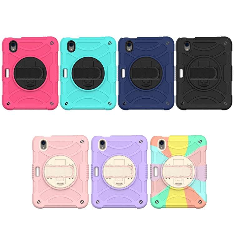 For iPad mini 6 / mini 2024 PC Hybrid Silicone Tablet Case with Holder & Hand Strap & Shoulder Strap(Rose Gold) - iPad mini 6 Cases by buy2fix | Online Shopping UK | buy2fix