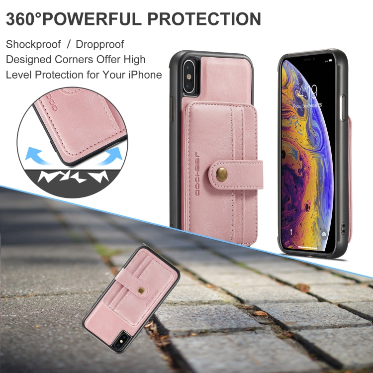 For iPhone XR JEEHOOD RFID Blocking Anti-Theft Wallet Phone Case(Pink) - iPhone 12 / 12 Pro Cases by JEEHOOD | Online Shopping UK | buy2fix