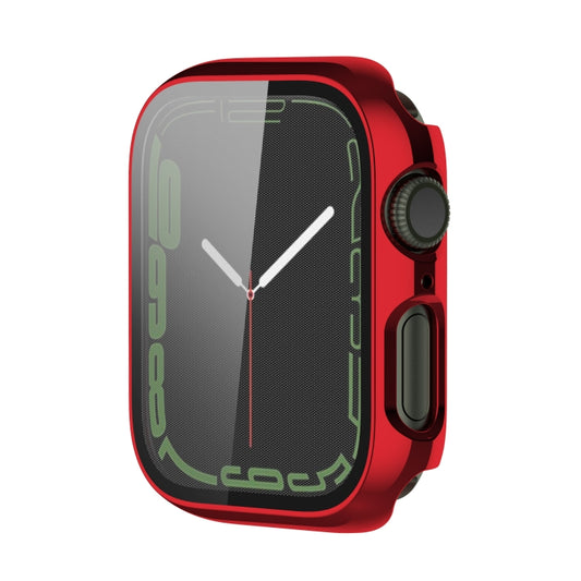 Electroplating Shockproof PC Protective Case with Tempered Glass Film For Apple Watch Series 9 / 8 / 7 41mm(Red) by buy2fix