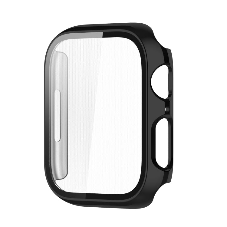 Electroplating Shockproof PC Protective Case with Tempered Glass Film For Apple Watch Series 9 / 8 / 7 41mm(Bright Black) by buy2fix