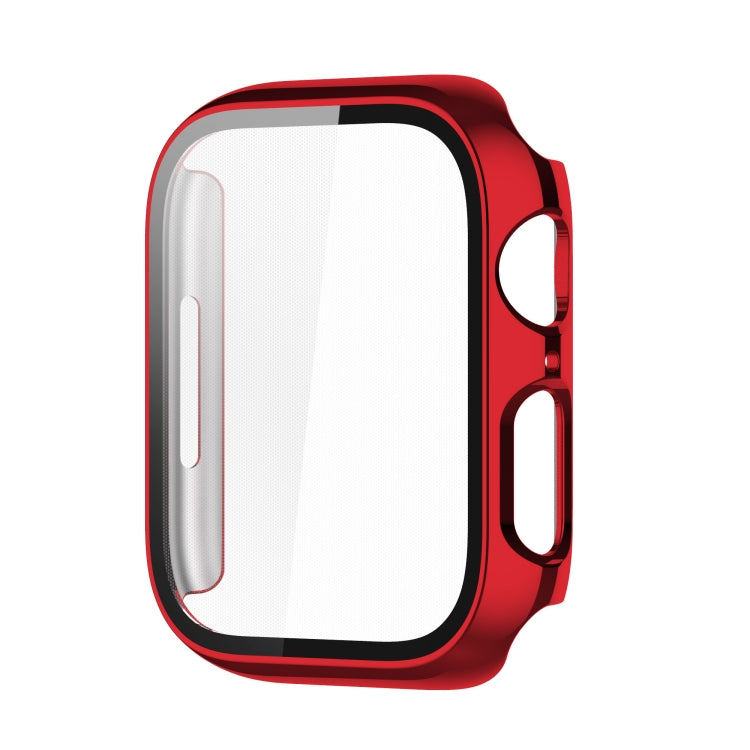 Electroplating Shockproof PC Protective Case with Tempered Glass Film For Apple Watch Series 9 / 8 / 7 45mm(Red) by buy2fix