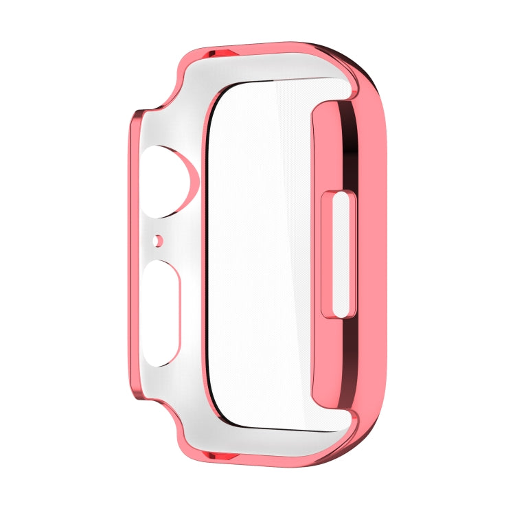 Electroplating Shockproof PC Protective Case with Tempered Glass Film For Apple Watch Series 9 / 8 / 7 45mm(Rose Gold) by buy2fix