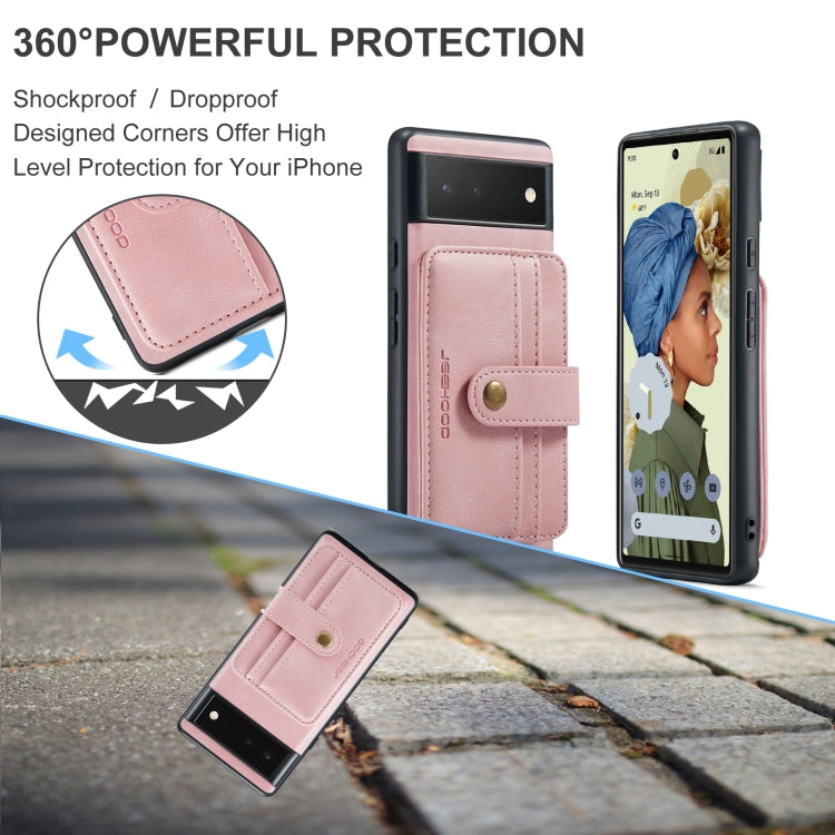 For Google Pixel 6 Pro JEEHOOD RFID Blocking Anti-Theft Wallet Phone Case(Pink) by JEEHOOD